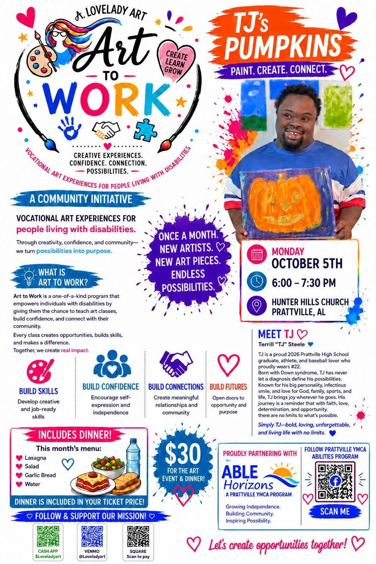 Art to Work: Tj's Pumpkins art class with dinner